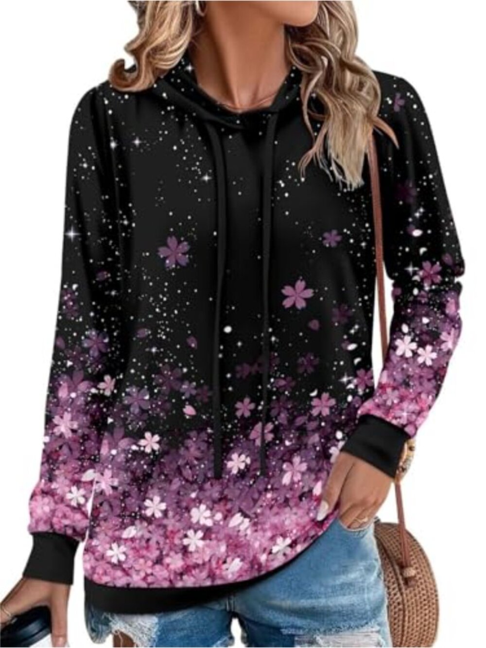 Womens Long Sleeve Pullover Hoodie Sweatshirt Tunic Top Pocket